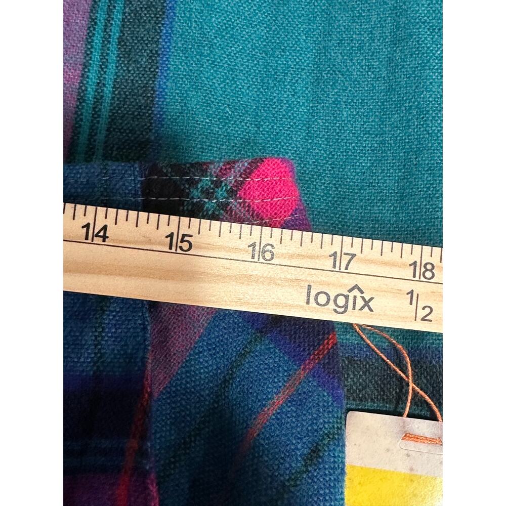 Vintage Plaid Midi Skirt Wool Blend Teal Pink Purple Cottagecore XL - Picture 4 of 8